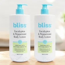 (2-PACK) Bliss Body Butter Lotion Cream Eucalyptus Peppermint Green Tea- 25.4 oz