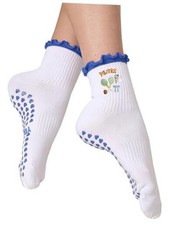 Women's Cute Grip Pilates Socks Non-Slip Yoga Ballet Socks One Size Blue-1 Pack