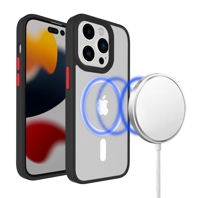 For iPhone 12 Pro Max Case Magnetic Circle Colorful Buttons + Tempered Glass
