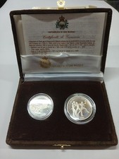1992 SAN MARINO MONETE ARGENTO DITTICO OLIMPIADI FONDO SPECCHIO