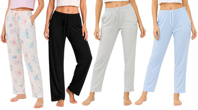 2er Pack Damen Frauen Pyjamahosen Loungehosen Hosen Nacht PJS UK S-XXL