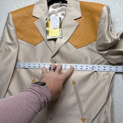 Vintage Western Cowboy Suit Pearl Snap Rodeo Rockabilly Stage Tan