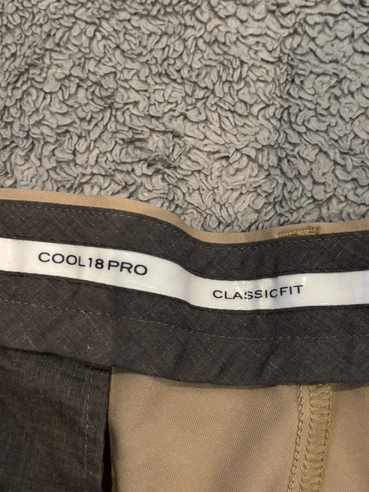 Pantalones de golf Haggar Cool 18 Pro para hombre 38x30 color caqui tostado rendimiento recto Foto 2 de 4