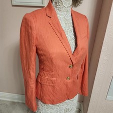 Flawelss J Crew Coral Schoolboy linen Blazer Jacket 2