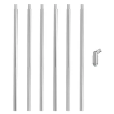 6 Set 12" M10 x 1mm Threaded Extension Rod with Fixture Accessory,Silver