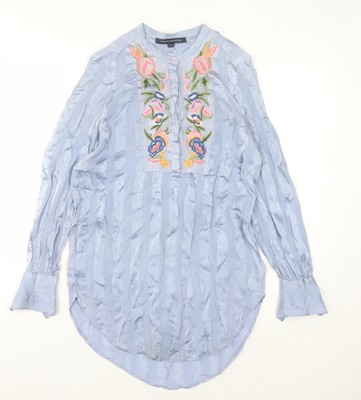French Connection Damen blau bestickt Bluse Größe 10