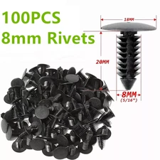 For 100PCS 8mm Bumper Clips Car Hole Plastic Rivet Fastener Fender Push Pin