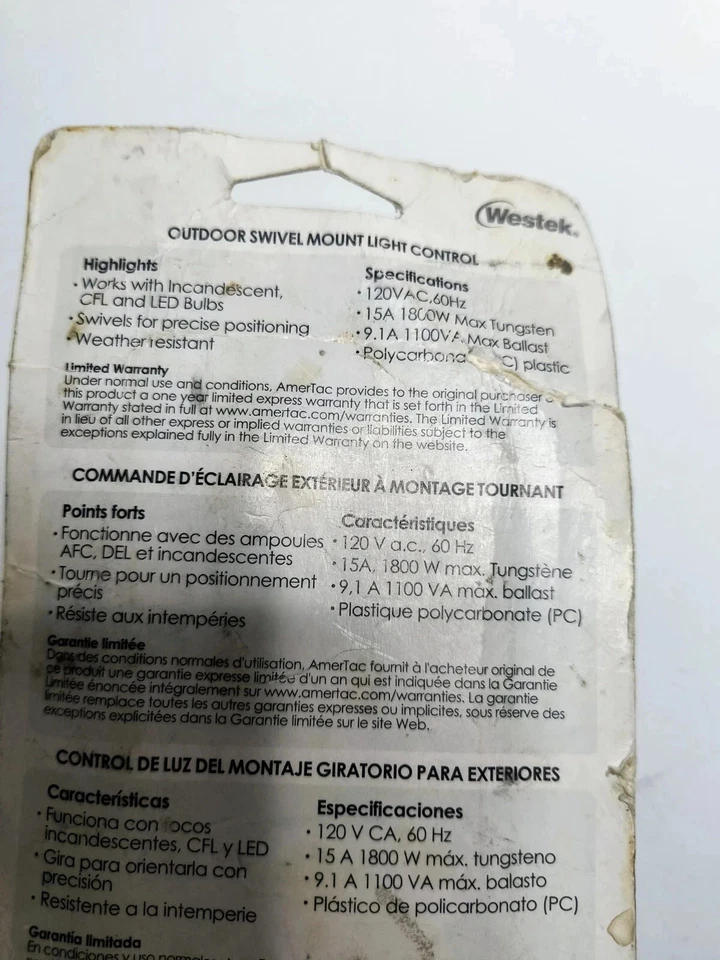 Westek Outdoor Swivel Mount Light Control - Image 3 of 3