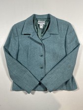 Pendleton Blazer Womens 14 Blue Wool Tweed Herringbone Button Front Lined