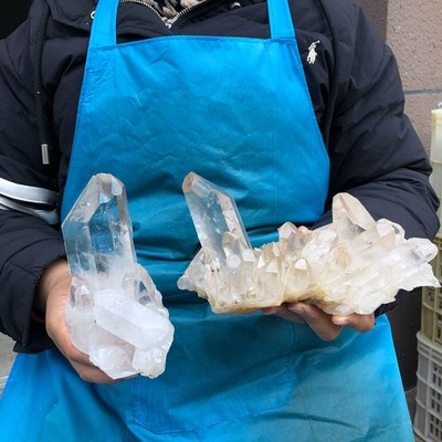 3.98LB  2pcs Natural White Quartz Crystal Cluster Rough Specimen Healing