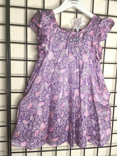 Rich NEW NWT Lavender Purple/Pink floral SILK-Sequins "Spinach Mafia" Dress Sz 6 - Picture 2 of 11