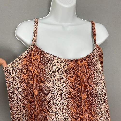 Vestido Hecho a Mano Estampado Piel de Serpiente Maxi Serpiente Reptil Marrón Sin Mangas Verano Aberturas - Imagen 3 de 12