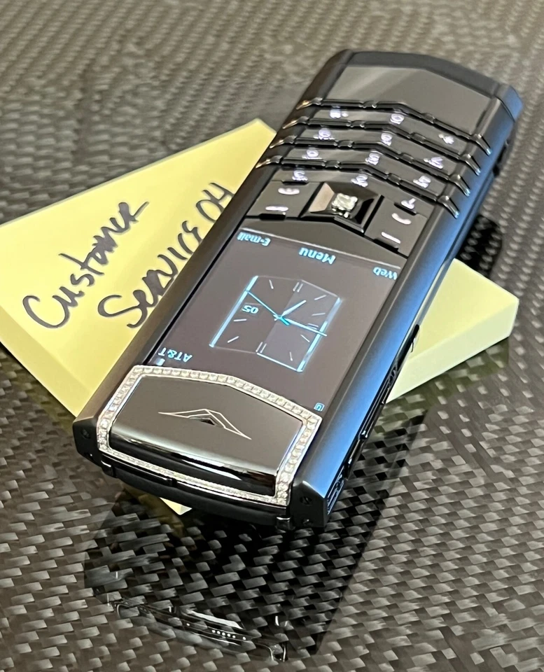 Genuine Vertu Signature S Black PVD White Diamonds Ultra RARE Luxury Global GSM - Image 2 of 4