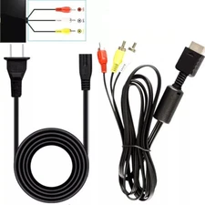 Audio AV RCA+AC Cable Power Supply Adapter Cord For 1/2 PS2 FAT Sony Playstation