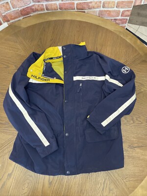 Tommy Hilfiger Winter Coat Large Blue Polyester Lined  Reflective Outdoor Zip up