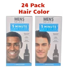 24 Pack Mens Select Hair Color Dye Black or Dark Brown 5 Minute Gel Men Coloring