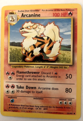 ポケモンカード Arcanine 23/102 1999　ウインディ　英語版 ARCANINE - Base Set - 23/102 - VINTAGE - Pokemon Card - 1999
