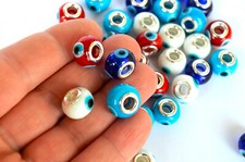 5 Pcs Evil Eye Beads - Evil Eye Charm Beads - Large Evil Eye Beads For Bracelet