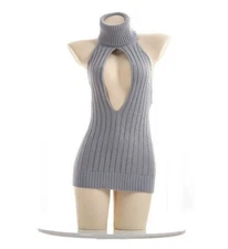Sexy Sweater Women Girl Virgin Killer Turtleneck Sleeveless Pullover Backless
