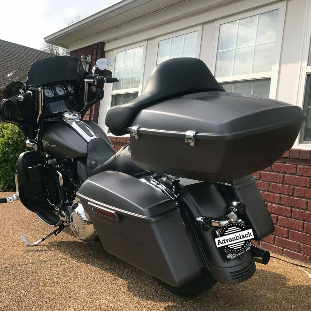 Advanblack Charcoal Denim King Tour Pack Pak For 1997+ Harley