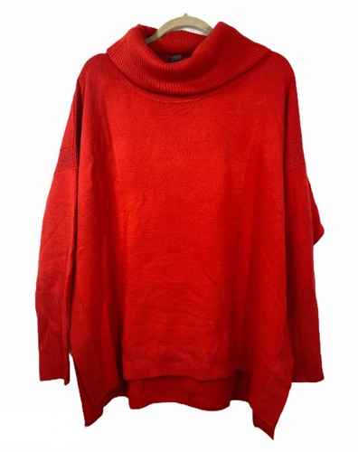 Womens Red Cowl Neck Sweater Tunic Top 