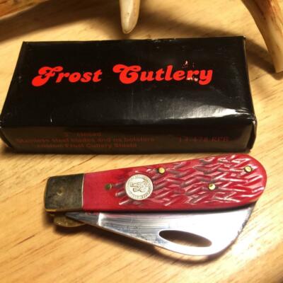 Frost Cutlery Red Pick Bone Little Hawkbill 2 3/4'' Linerlock Knife F14478RPB