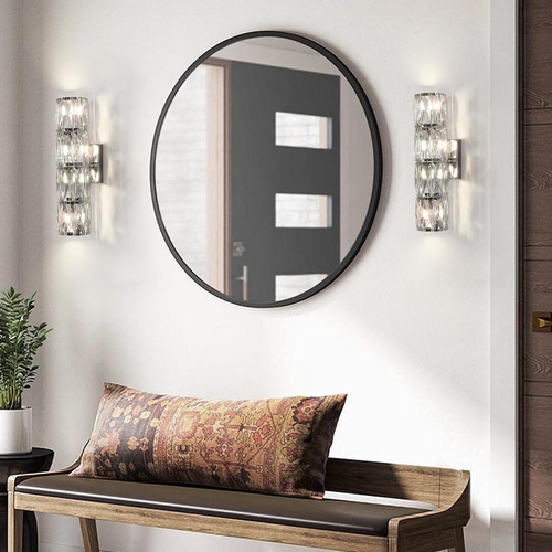 Crystal Wall Sconces Set of Two, Modern Sconces Wall Decor Set of 2 Chrome Bedro - Picture 4 of 9
