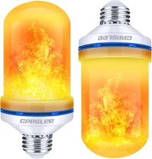 LED Flame Light Bulbs, 4 Modes E26 Base Flickering Bulbs for Halloween, 2 Pack
