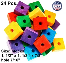 Bird Toy Wooden Wood Colored Large Blocks Bird Parrot Toy Parts For Afican Grey