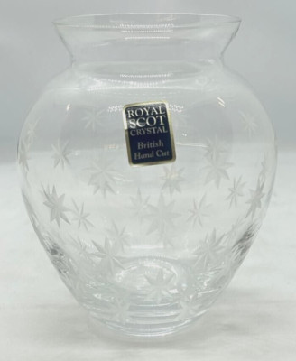 Royal Scot Kristall - Starburst kleine Posy Vase 12 cm nagelneu & verpackt handgeschliffen