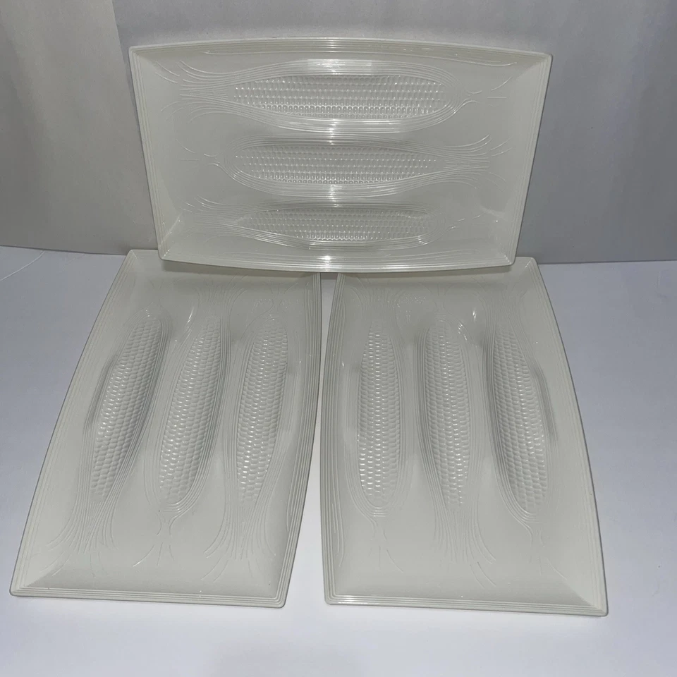 Hutzler Corn On The Cob Serving Platters White Set Of 3 - Image 3 of 4