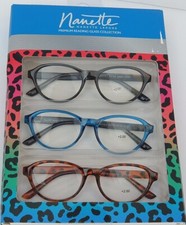 NANETTE LEPORE 3-PACK PREMIUM READING GLASSES READERS 2.00 NEW 100 AUTHENTIC