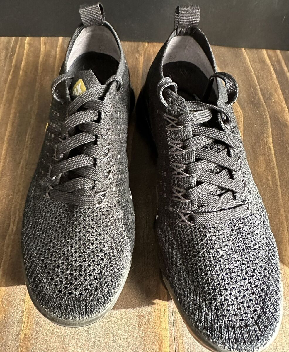 Nike Air VaporMax Flyknit 2 Metallic Gold Black Sneakers Nike Air VaporMax Flyknit 2 Metallic Gold Black Sneakers