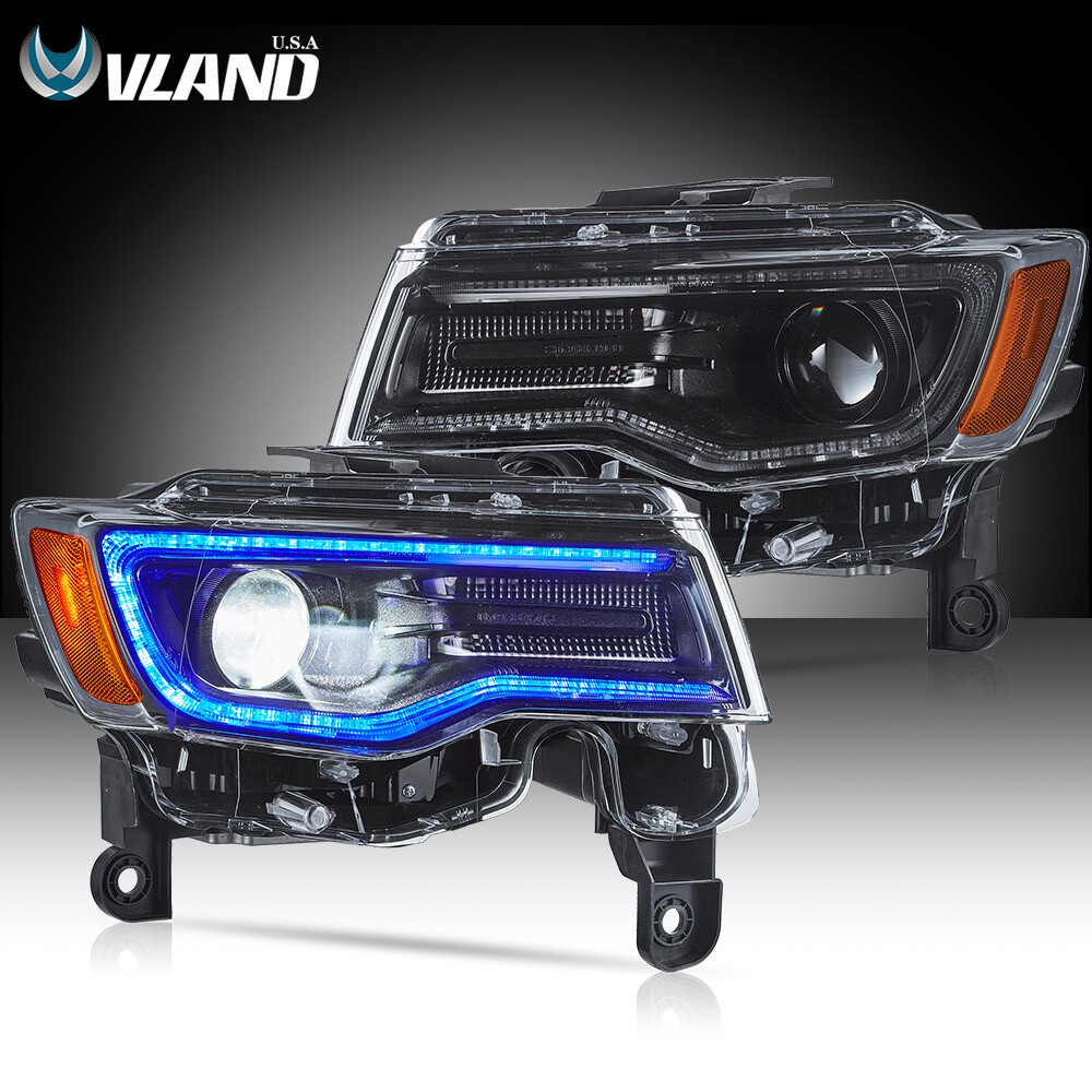 VLAND Chrome LED Projector Headlights For 2011-13 Jeep Grand Cherokee Front Lamp