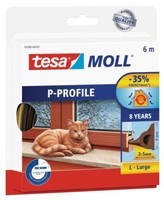 Tesa Moll Classic Gummidichtung Fenster TüRen E-Profil 6M X 9Mm X 5,5Mm Braun