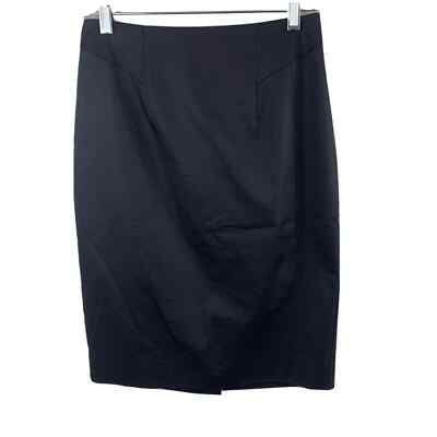 Ann Taylor Black back zip cotton blend straight Pencil Woman's Skirt Size 2P