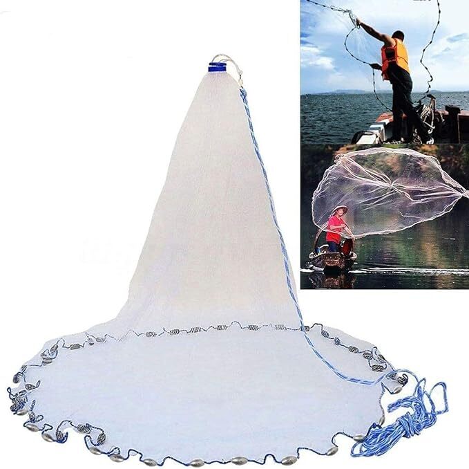 4FT Fishing Cast Net Bait Easy Throw Hand Cast Strong Nylon Mesh Heavy Duty