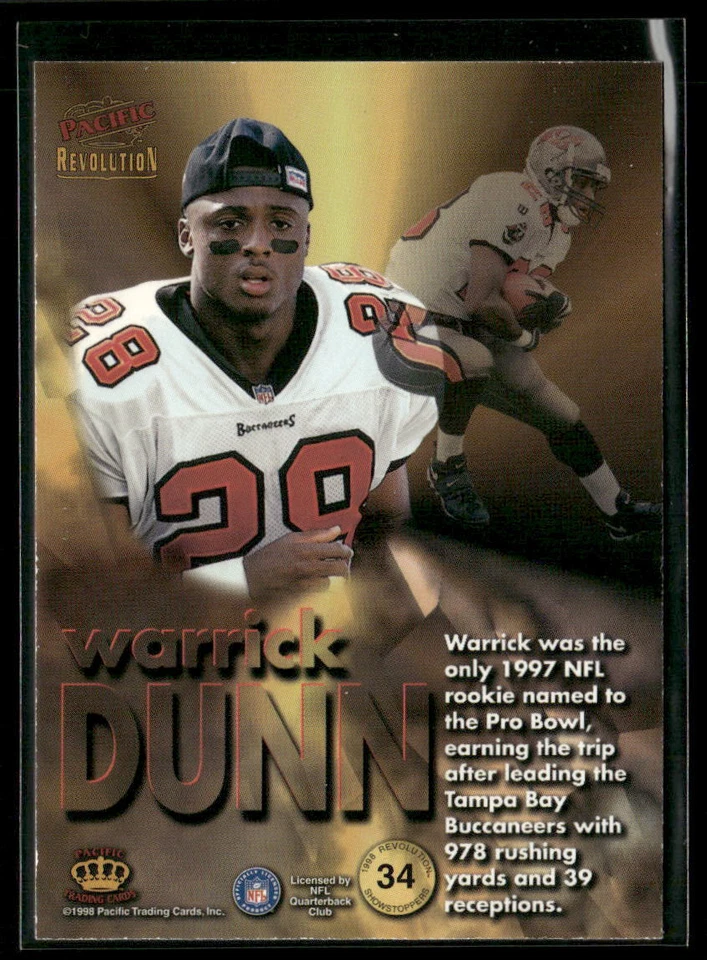 1998 Pacific Revolution #34 Warrick Dunn Showstoppers - Image 2 of 2