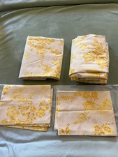 Vintage Sears Full Sheet Set PERMA-PREST Percale Yellow Floral poly/Cotton Blend