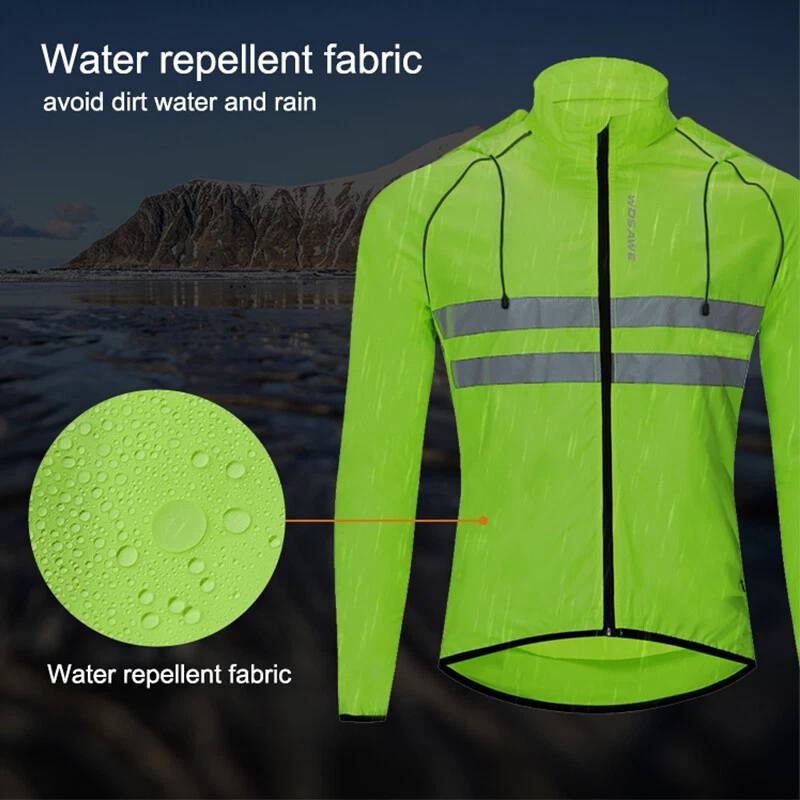 WOSAWE Men Cycling Reflective Hooded Jacket Bike Riding Sports Hoodies Windproof - Image 4 of 4