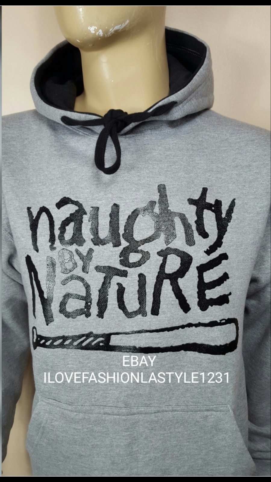 FILA FELPA CON CAPPUCCIO NAUGHTY BY NATURE GRIGIA PULLOVER RUN DMC NWA 2PAC EAST COAST ROW PAC