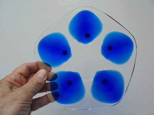 Lalique France Art Glass Cobalt Blue & Clear Oyster Plate 8" - Picture 2 of 9