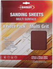 8 Pcs ASSORTED SANDPAPER SANDING SHEETS FOR MULTISURFACE MIXED GRADES SAND