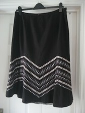 Black Embroidered Skirt Ladies Size 16 George Collection Unusual A-Line Skirt