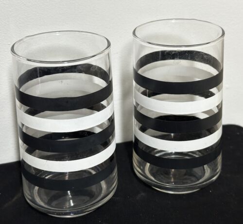 2 vasos retro a rayas blancas y negras vasos bolero de 5 pulgadas (12 oz.) - Imagen 2 de 8
