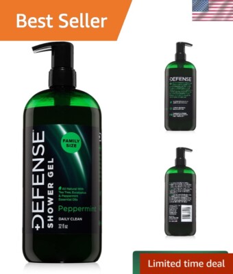 Organic Peppermint Body Wash | All Natural Mint Shower Gel with Tea Tree Oil,...