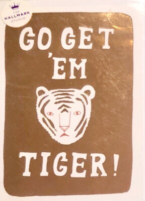 Go get 'em Tiger! kleine offene Geburtstagsgrußkarte, jedes Alter, Tigermotiv, neu