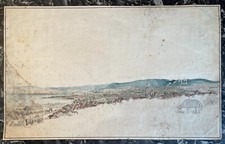 Swiss, 18th-century, old-master-drawing, vue of Lausanne, watercolor on paper
