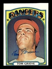 TOM GRIEVE SIGNED 1972 TOPPS BASEBALL #609 TEXAS RANGERS ON-CARD AUTO
