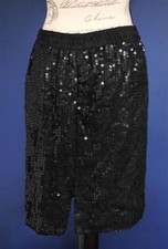 Vintage Cee Cee Women's Silk Black Sequin Short Skirt Size Medium